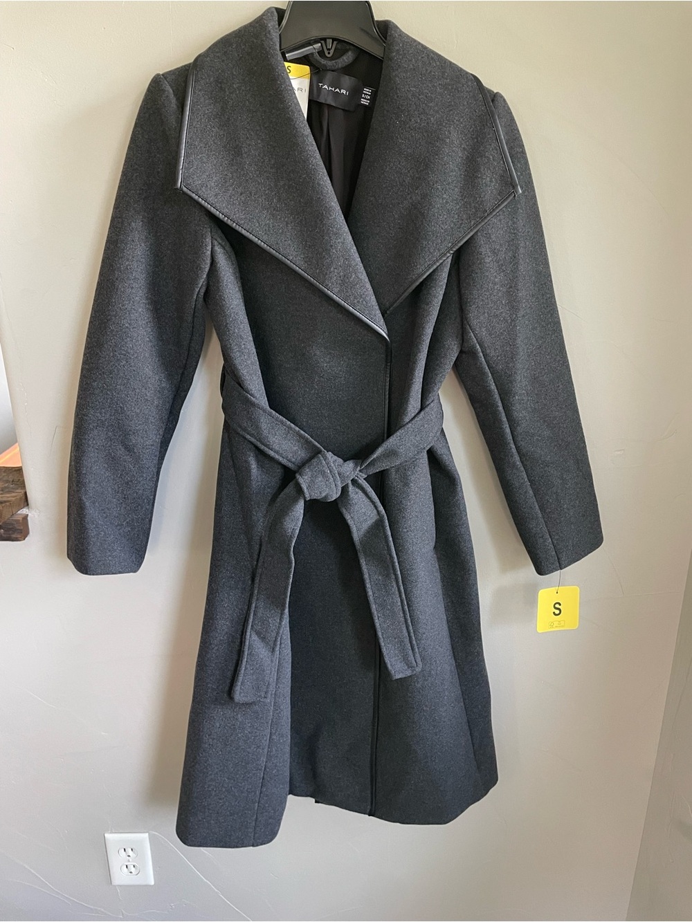 NWT Tahari Charcoal Wrap Coat